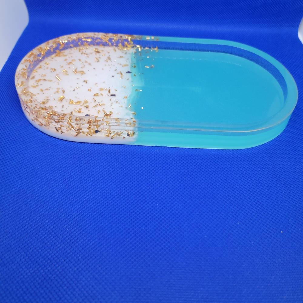Blue and White Resin Trinket Tray